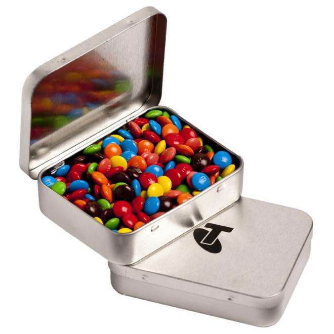 Rectangle Hinge Tin Fillled with M&Ms 65G