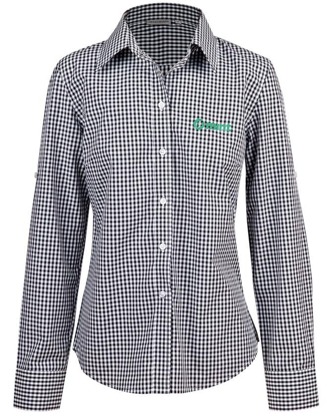 Ladies’ Gingham Check Long Sleeve Shirt