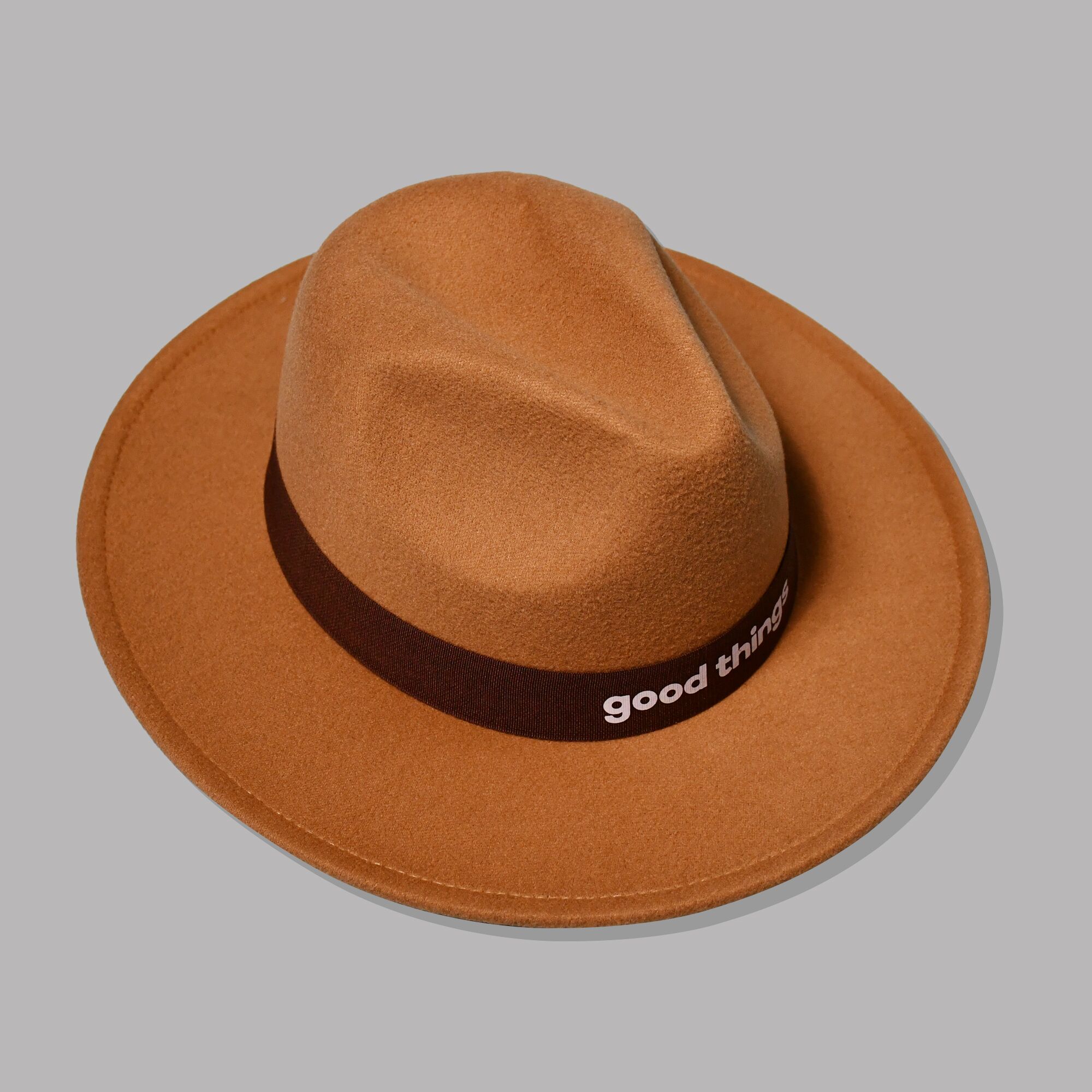 4428_Med-Hat_Brown-2.jpeg Polyester Fedora Hat with Printing Trim – Beige
