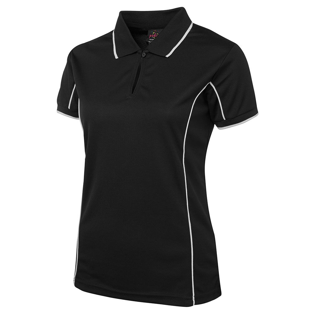 7LPI_black Ladies Piping Polo