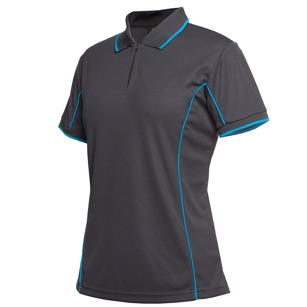 7LPI_charcoal Ladies Piping Polo