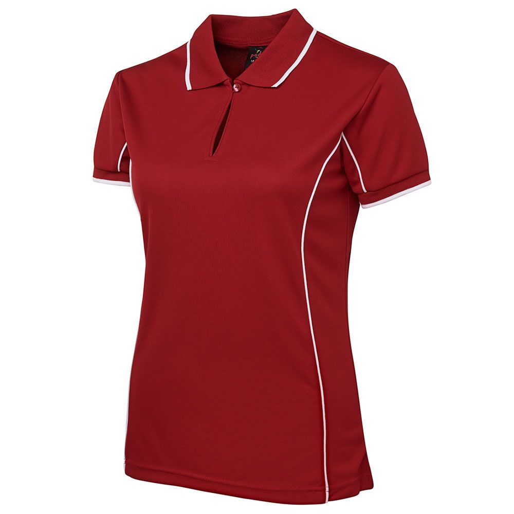 7LPI_darkred Ladies Piping Polo