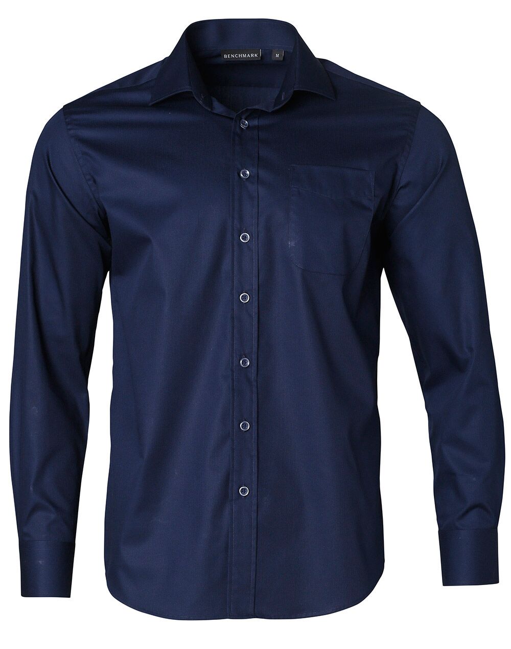 M7110L_Navy_l Barkley Mens Taped Seam Long Sleeve Shirt
