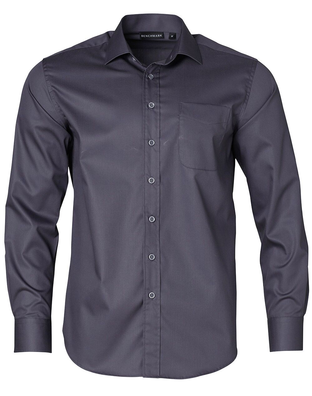 M7110L_StormGrey_l Barkley Mens Taped Seam Long Sleeve Shirt