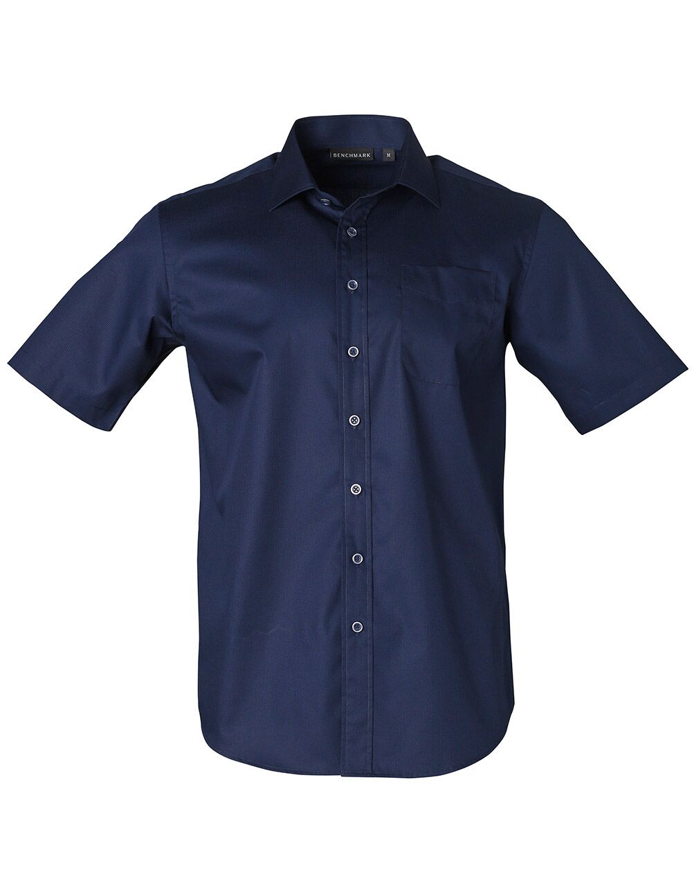 M7110S_Navy_l Barkley Mens Taped Seam Short Sleeve Shirt
