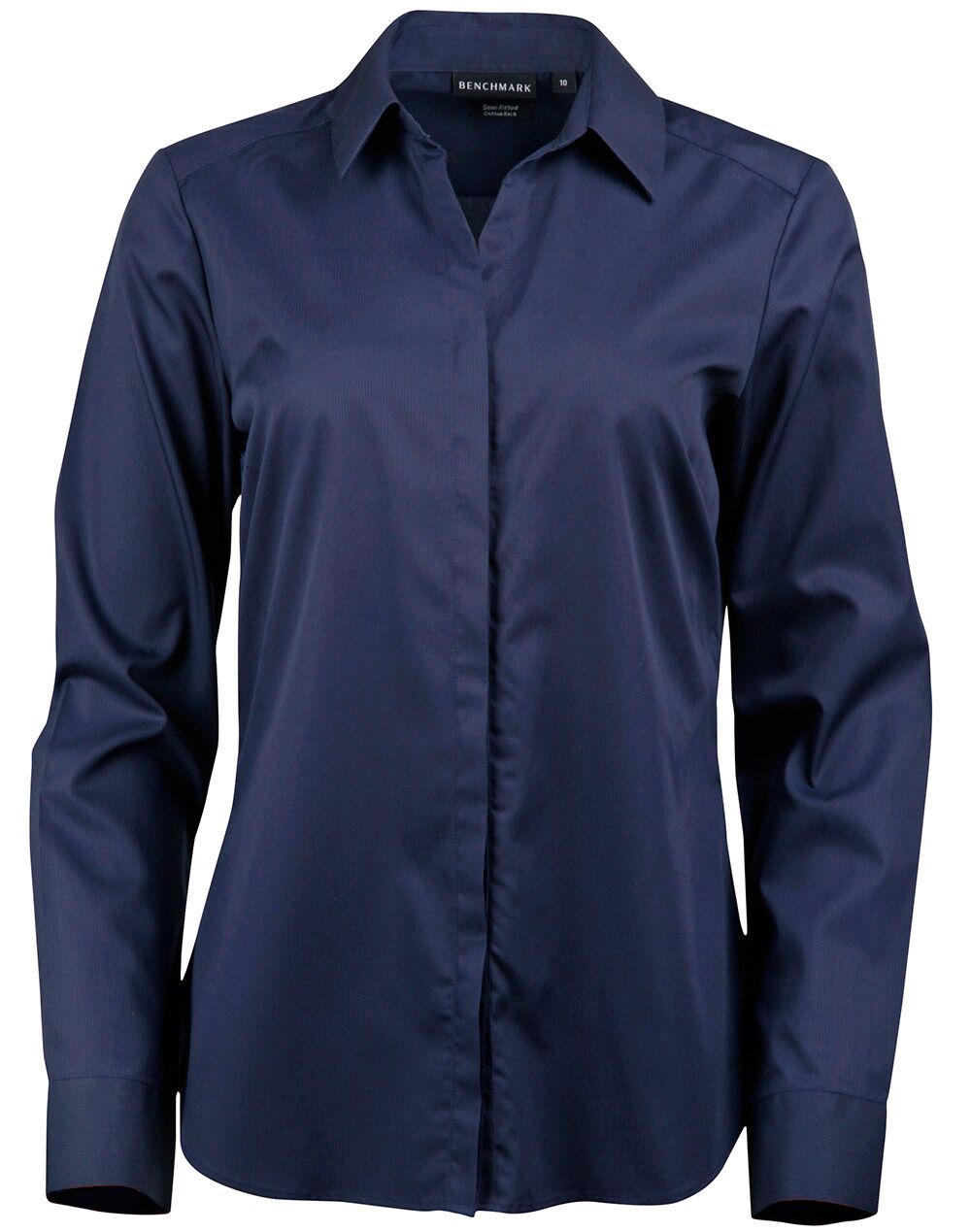 M8110L_Navy_l Barkley Ladies Taped Seam Long Sleeve Shirt