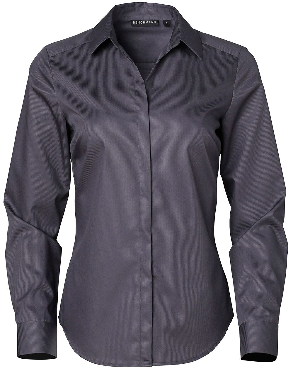 M8110L_StormGrey_l Barkley Ladies Taped Seam Long Sleeve Shirt