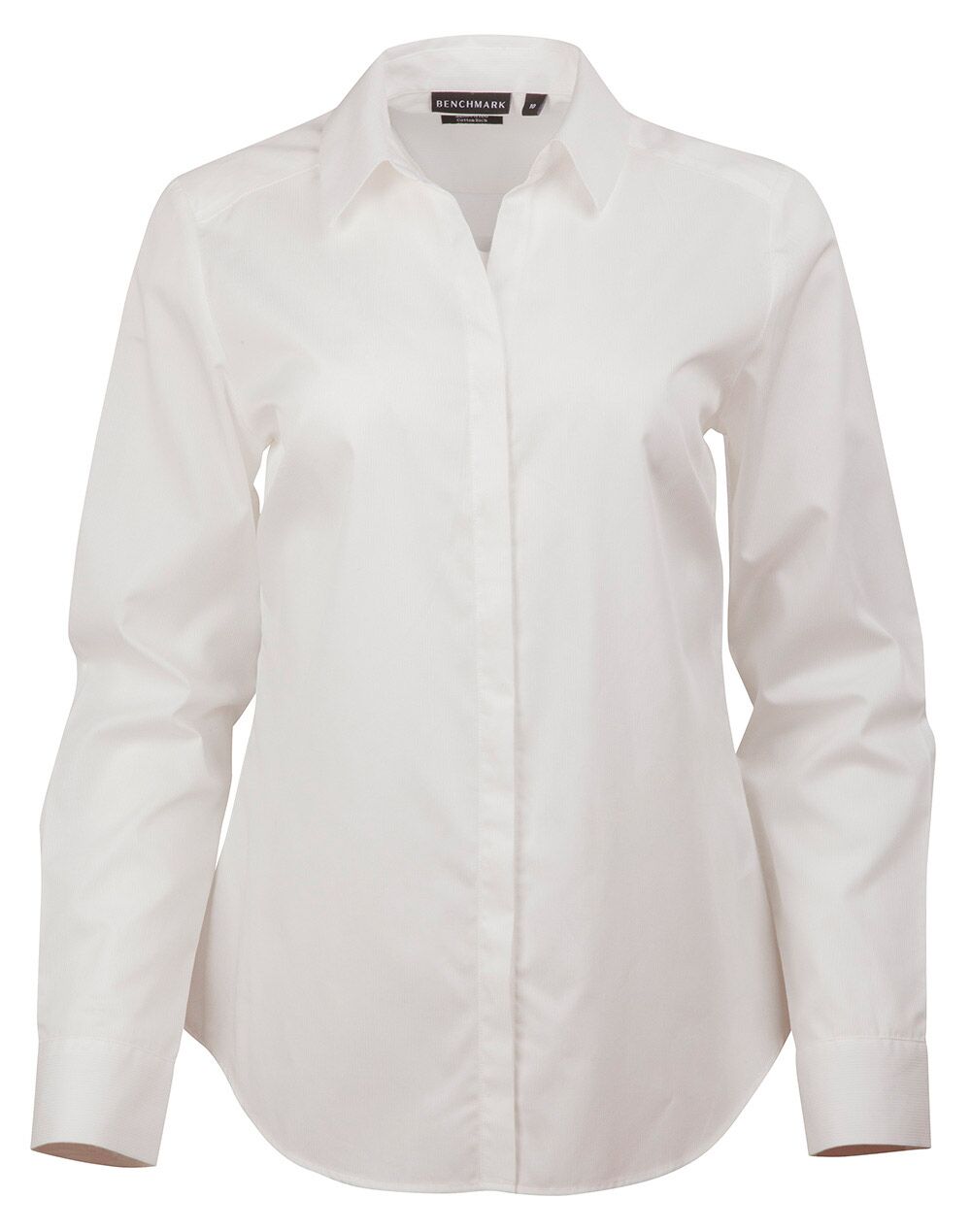 M8110L_White_l Barkley Ladies Taped Seam Long Sleeve Shirt