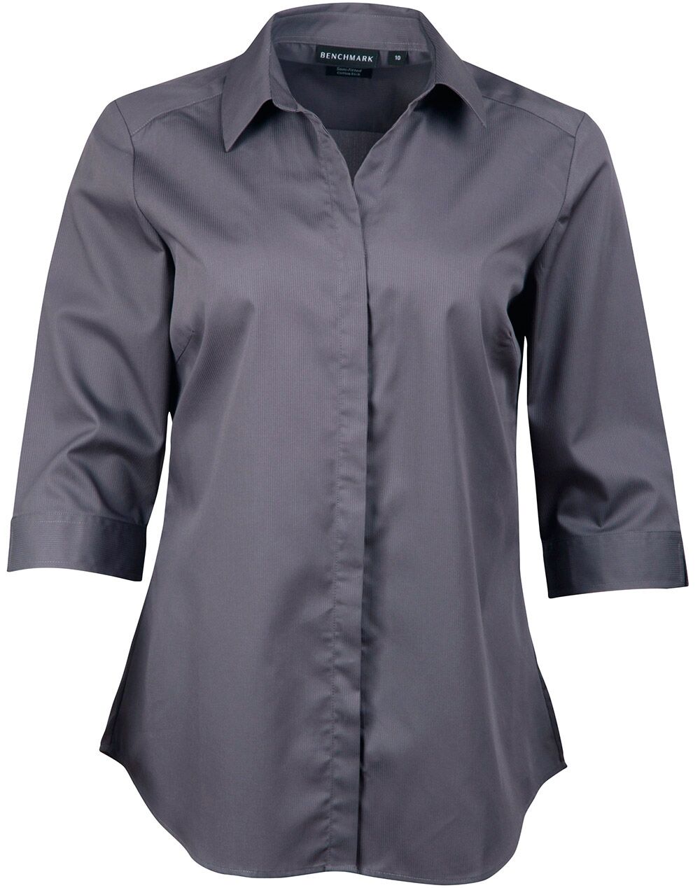 M8110Q_StormGrey_l Barkley Ladies Taped Seam 3/4 Sleeve Shirt