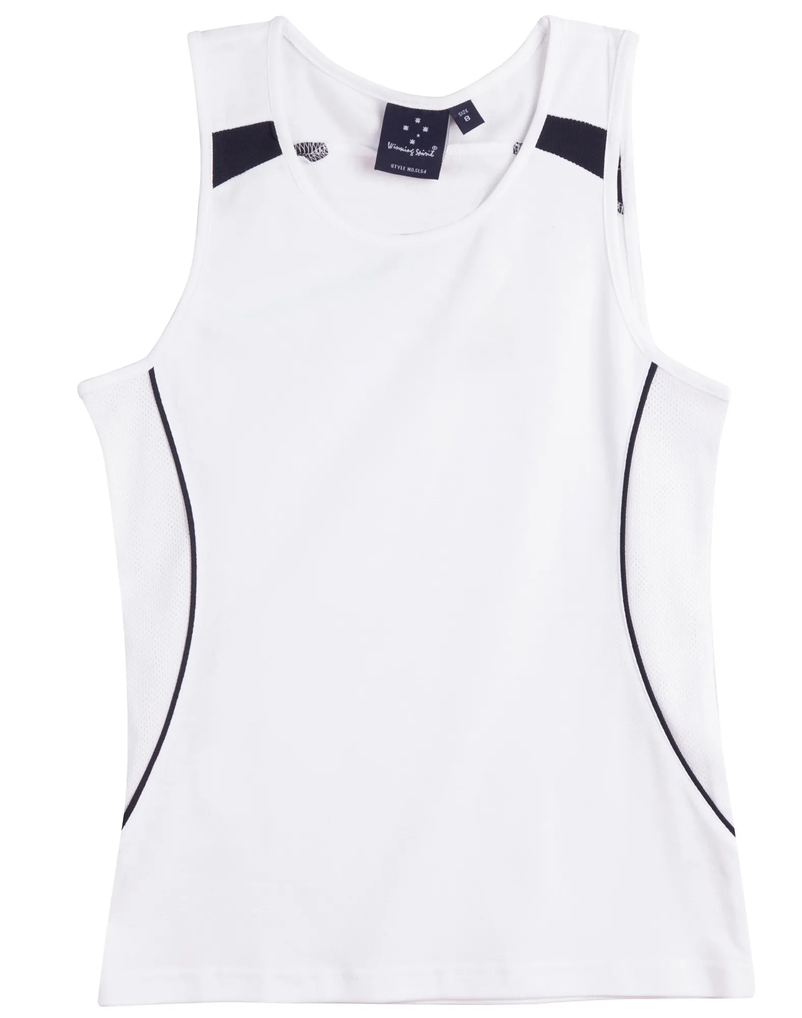 SL54_WhiteNavy_l Legend Singlet Ladies’