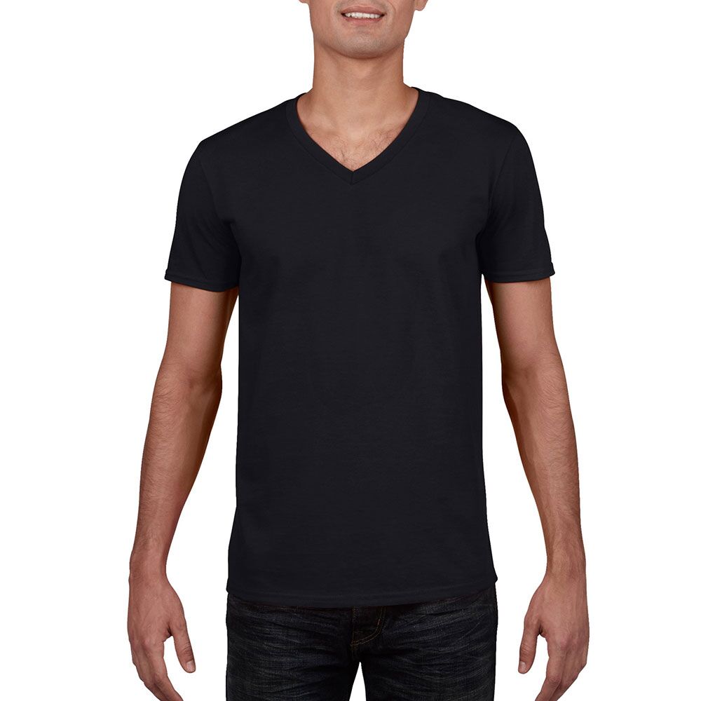 64V00_black Adult V Neck T-Shirt