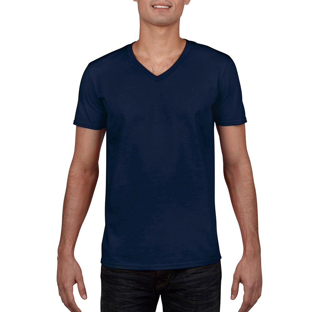 64V00_navyblue Adult V Neck T-Shirt