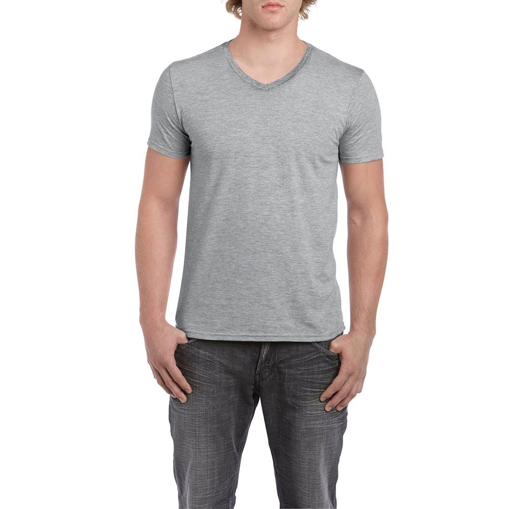 64V00_rssportgrey Adult V Neck T-Shirt