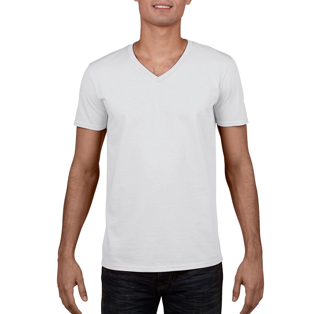 64V00_white Adult V Neck T-Shirt