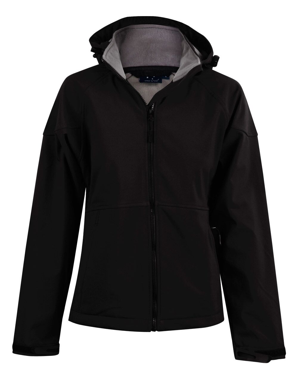 JK34_BlackCharcoal_l Aspen Softshell Hood Jacket Ladies’