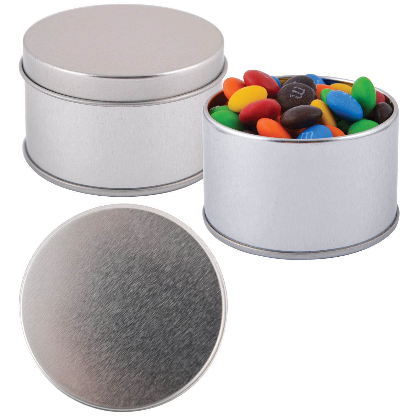 M&M’s in Silver Round Tin