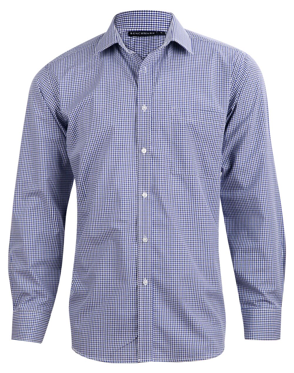 M7320L_BlackWhiteNavy_l Men’s Multi-Tone Check Long Sleeve Shirt