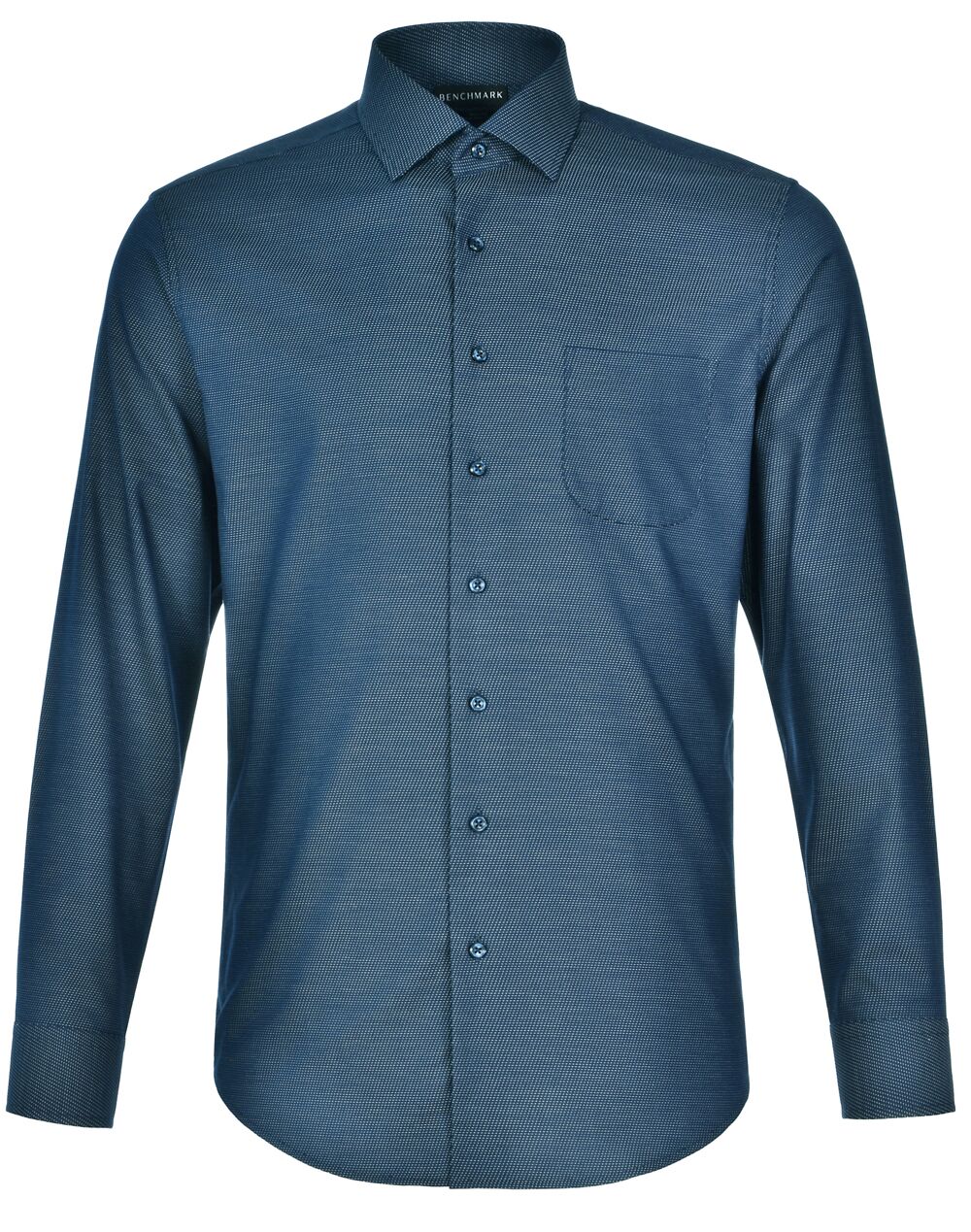 M7400L_OceanBlue_l Ascot Mens Long Sleeve Dot Jacquard Stretch Shirt