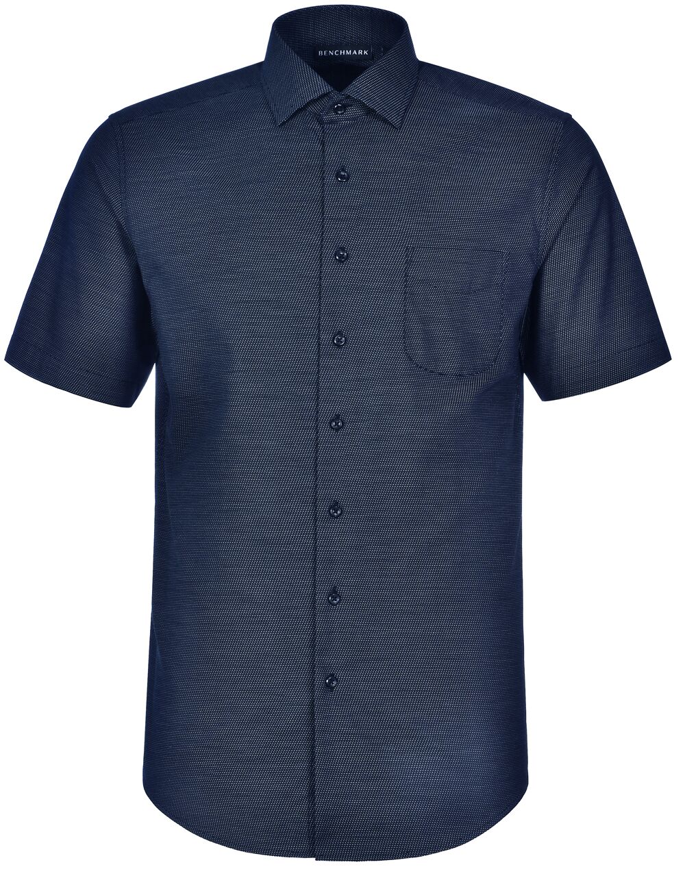 M7400S_Navy_l Ascot Mens Short Sleeve Dot Jacquard Stretch Shirt
