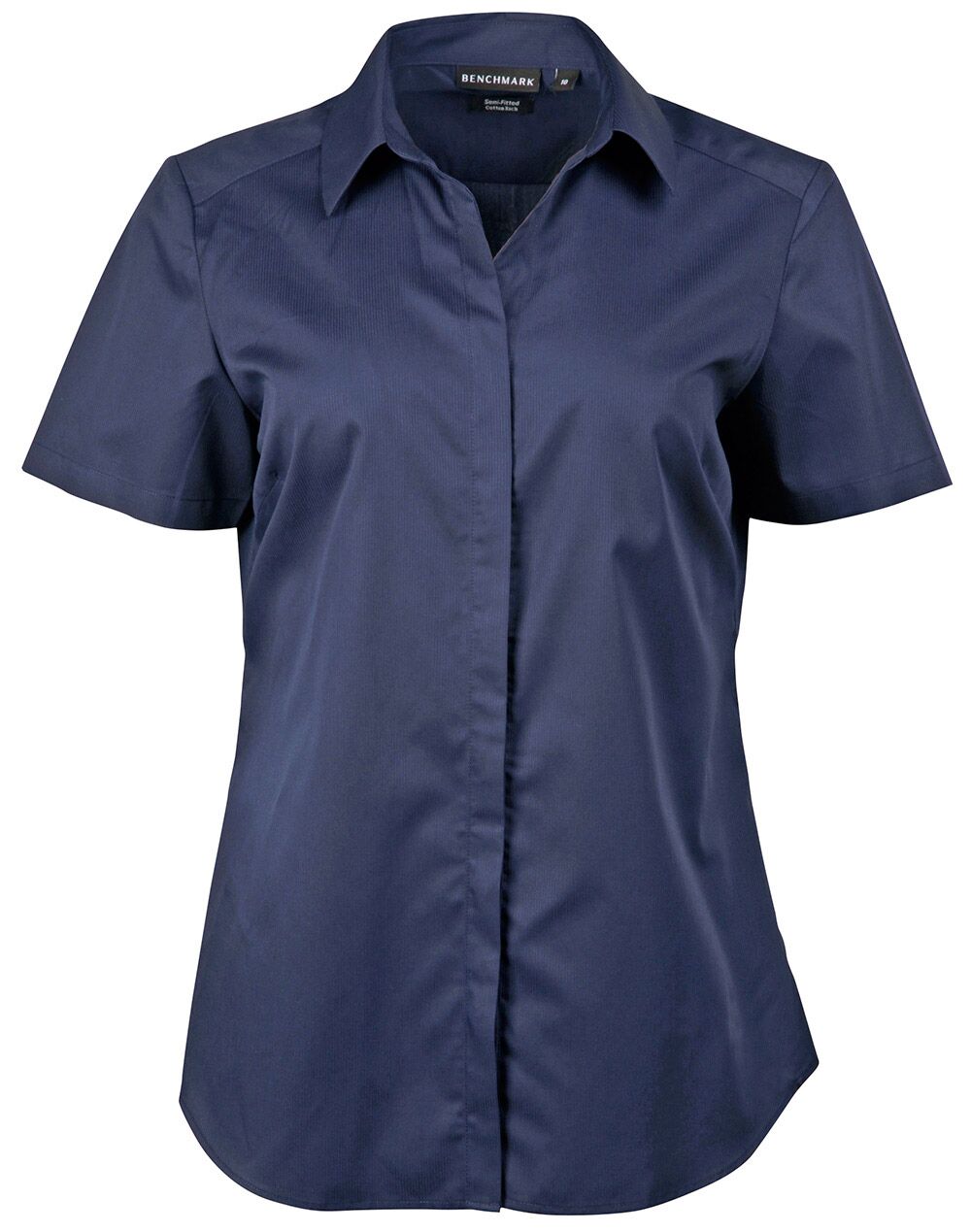 M8110S_Navy_l Barkley Ladies Taped Seam Short Sleeve Shirt