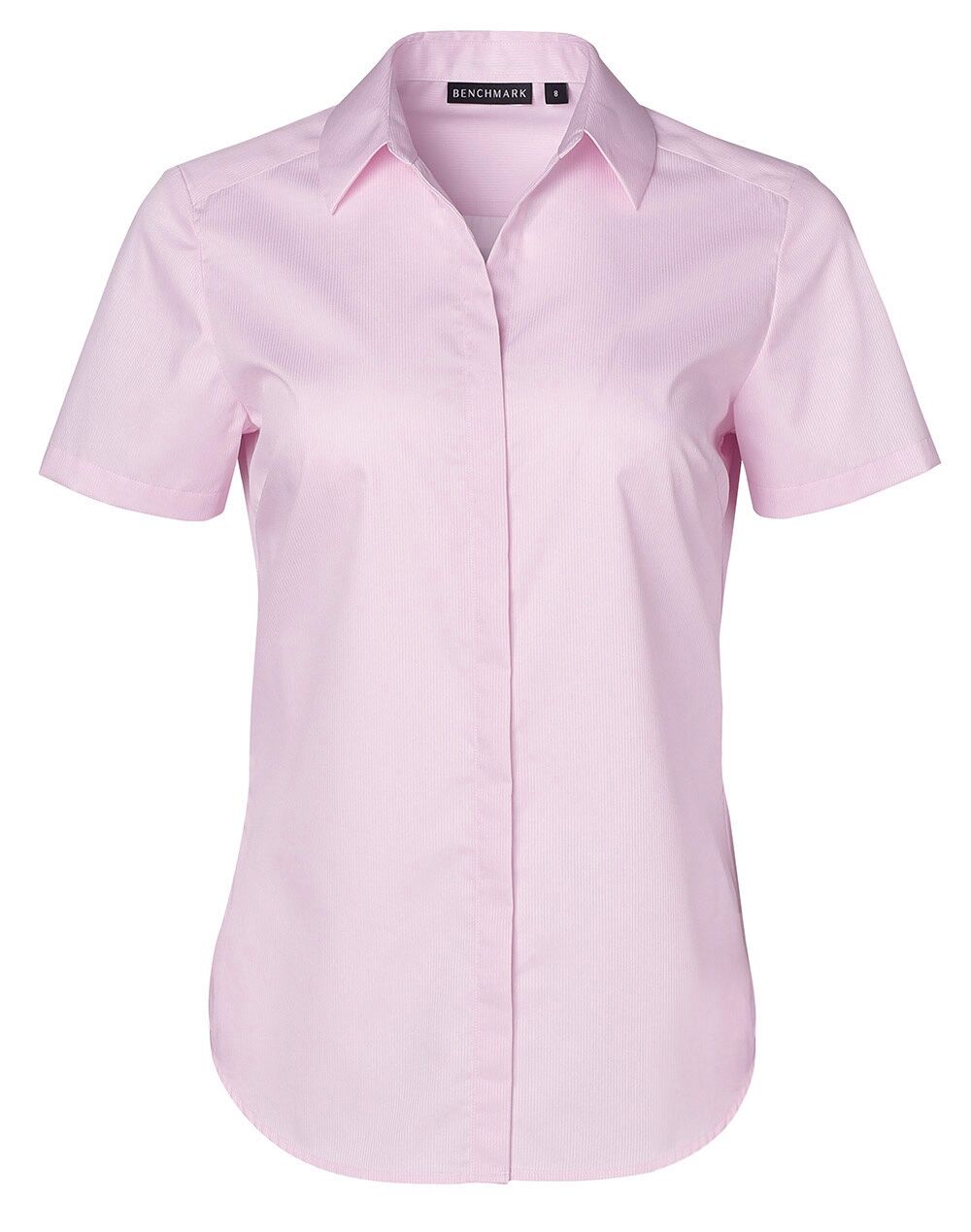 M8110S_SoftPink_l Barkley Ladies Taped Seam Short Sleeve Shirt