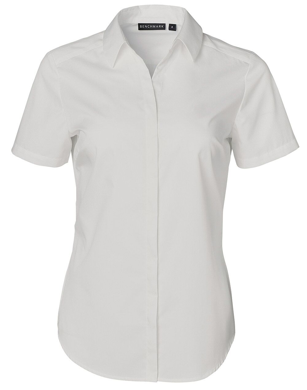 M8110S_White_l Barkley Ladies Taped Seam Short Sleeve Shirt