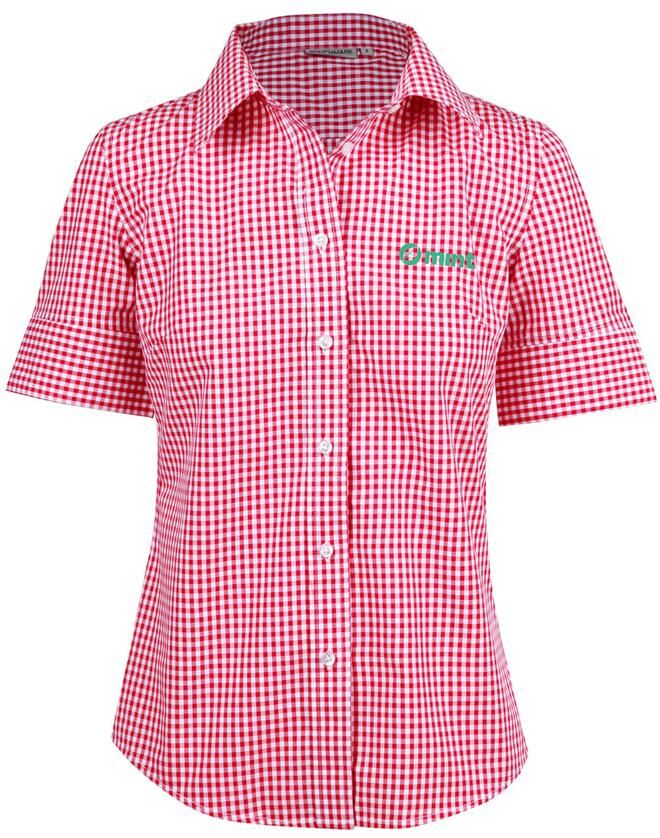 M8300S Ladies’ Gingham Check Short Sleeve Shirt