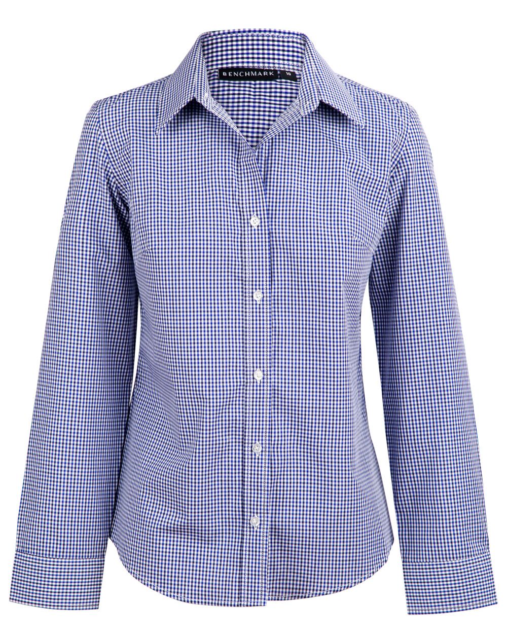 M8320L_BlackWhiteNavy_l Ladies’ Multi-Tone Check Long Sleeve Shirt