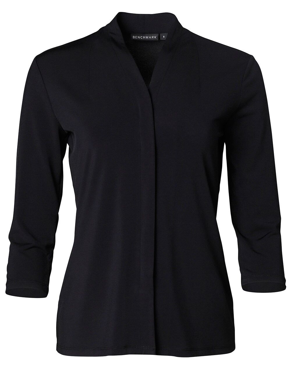 M8830_Black_l Ladies 3/4 Sleeve Stretch Knit Top Isabel