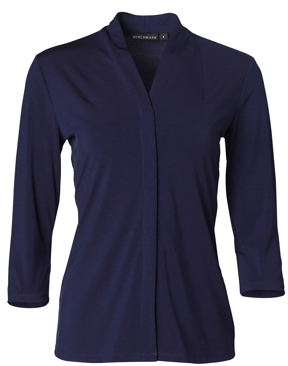 M8830_Navy_l Ladies 3/4 Sleeve Stretch Knit Top Isabel
