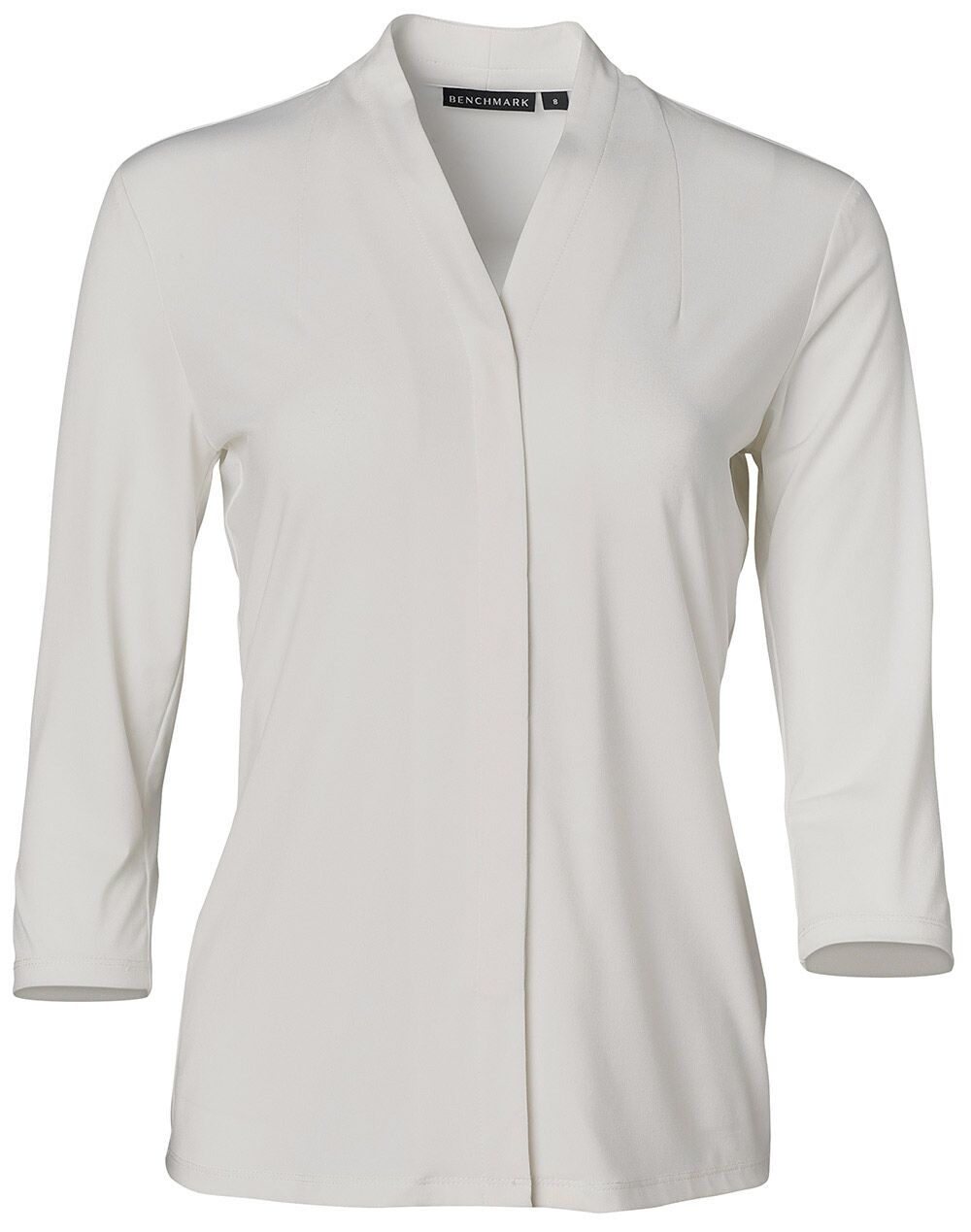 M8830_White_l Ladies 3/4 Sleeve Stretch Knit Top Isabel