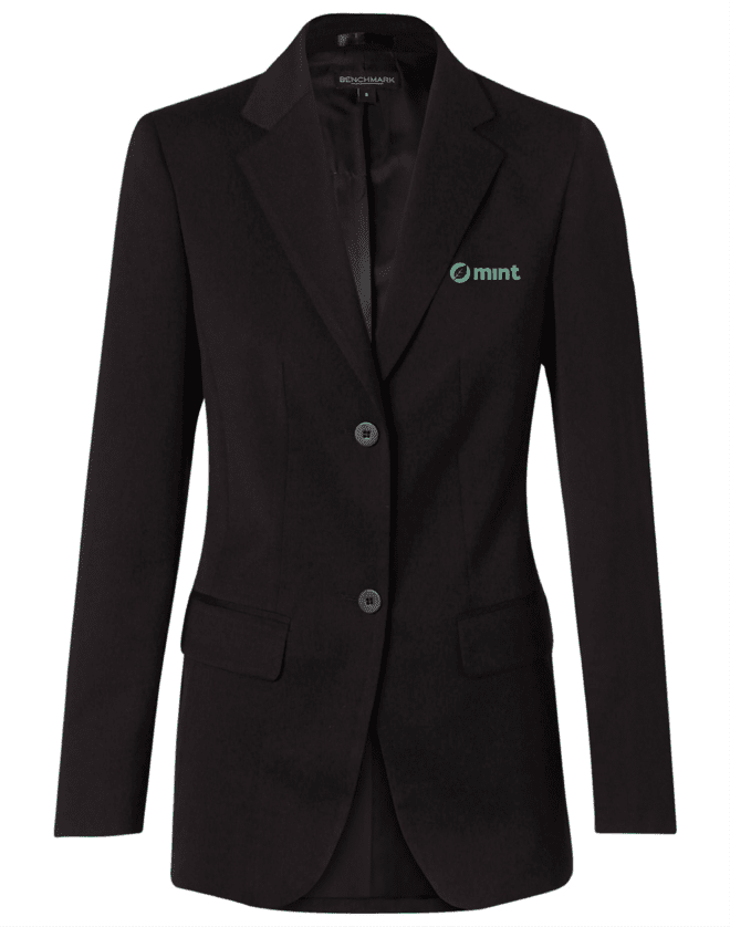 M9206 Women’s Poly/Viscose Stretch Two Buttons Mid Length Jacket