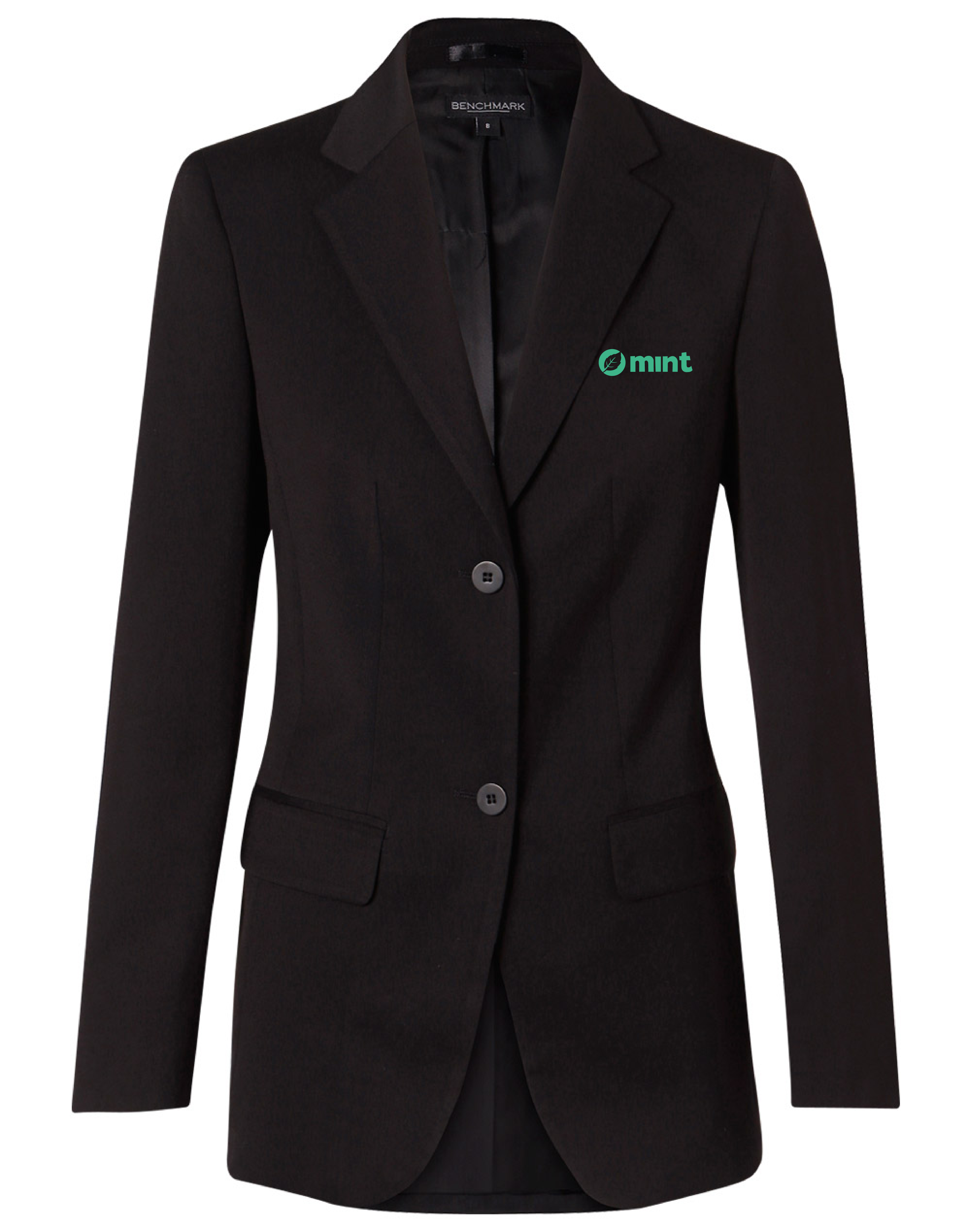 M9206 Women’s Poly/Viscose Stretch Two Buttons Mid Length Jacket