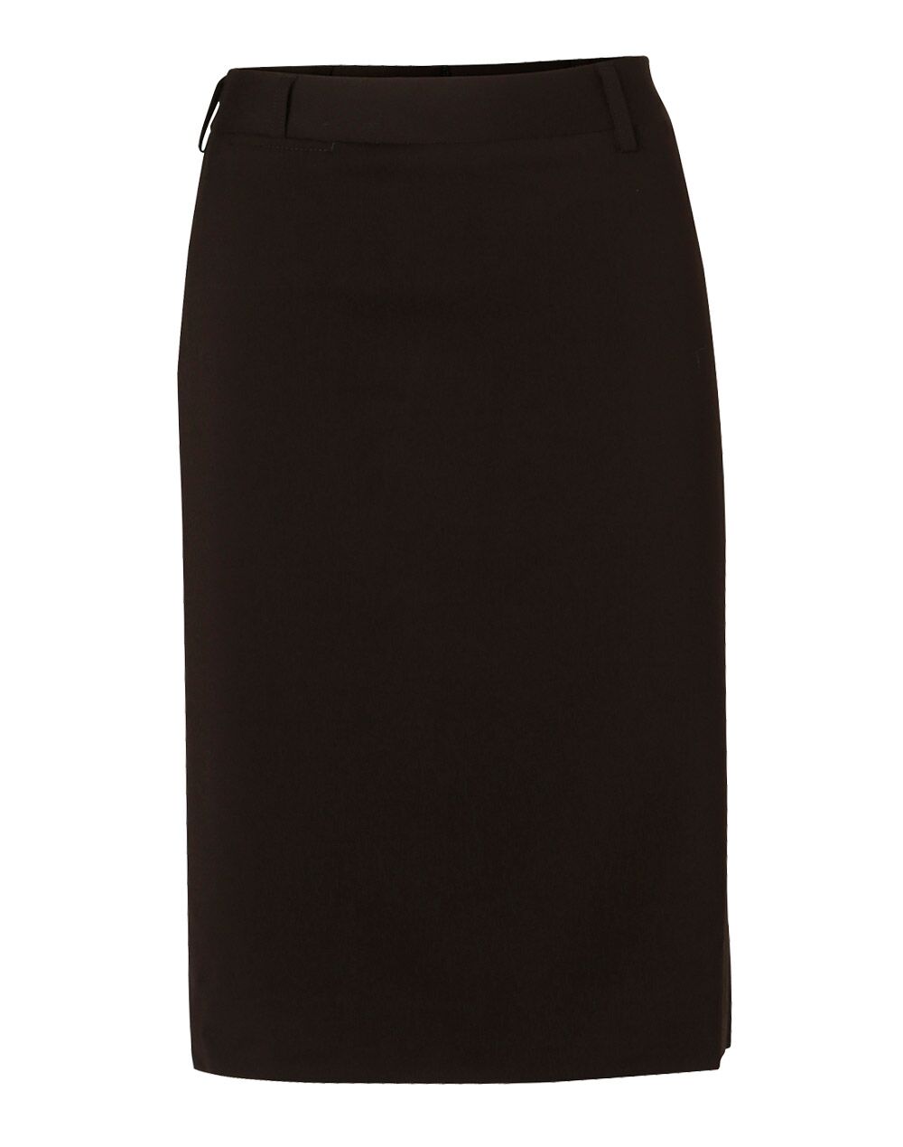 M9471_Black_l Women’s Poly/Viscose Stretch Mid Length Lined Pencil Skirt