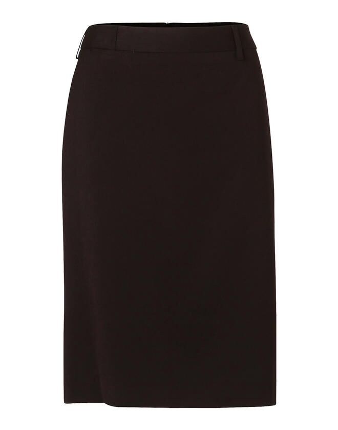 M9471_Navy_l Women’s Poly/Viscose Stretch Mid Length Lined Pencil Skirt